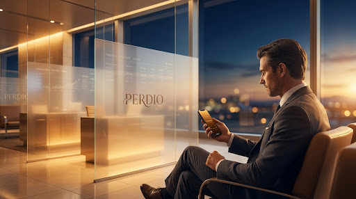 Business traveler using Perdio